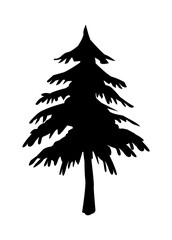 A Silhouette of a Pine Tree Against a Transparent Background, Evoking Nature, Forestry, and the Outdoors, Ideal for Ecological and Environmental Projects