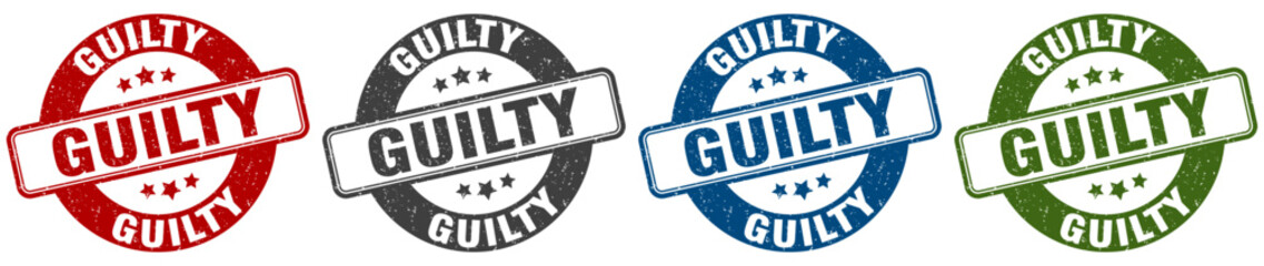 guilty stamp. guilty round stamp set isolated on white background