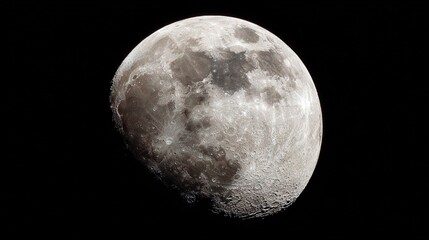   A close-up of a full moon against a black sky background