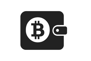 Bitcoin wallet glyph icon for cryptocurrency payment. Digital money and blockchain technology symbol. Crypto finance concept for app, UI, UX, and web design vector.