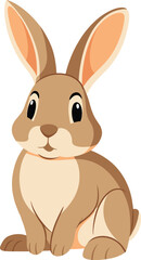 Upright Cartoon Rabbit Illustration – Minimalist Brown & Beige Bunny Vector