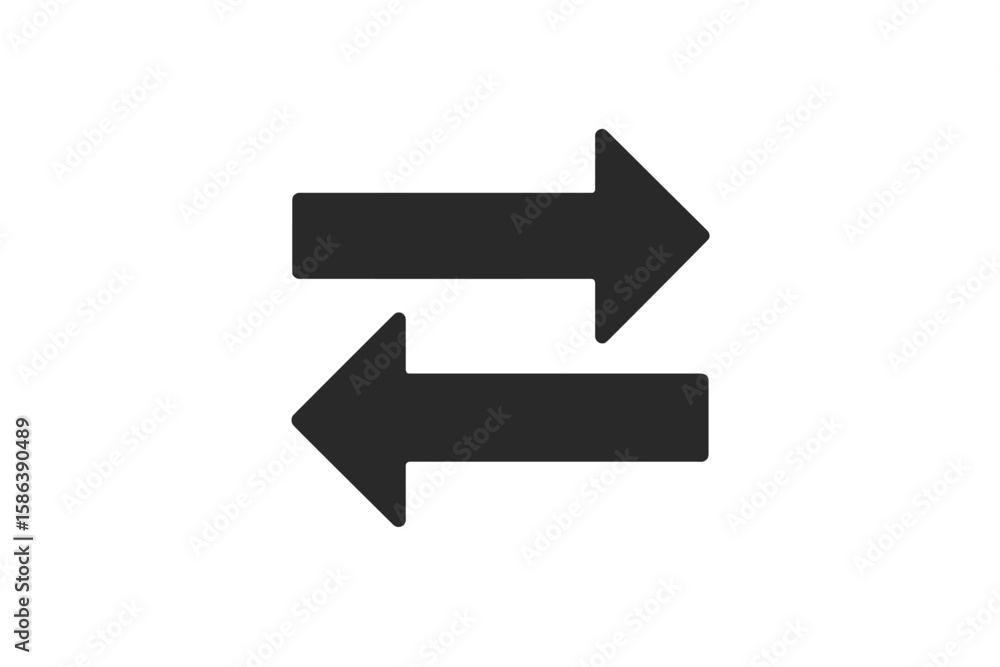 Poster data transfer arrow icon. exchange and connection concept. communication and sharing symbol. two opp