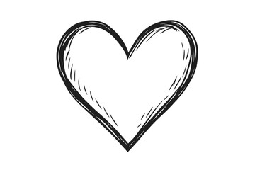 Hand drawn heart icon. Love symbol doodle. Scribble charcoal sketch. Valentine's Day grunge vector illustration. Black isolated silhouette on transparent background.