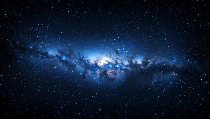 Obraz premium Enchanting Galaxy View with Blue Hues, A Majestic Tapestry of Stars and Cosmic Dust in Deep Space