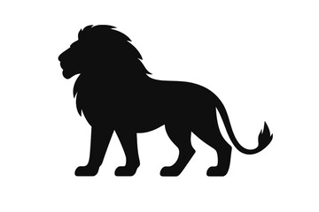 Lion Silhouette Vector Illustration. Majestic African Lion Profile. Black Animal Silhouette Isolated on White Background. Wildlife Symbol. Safari King. Bold Mane. Transparent PNG Clipart