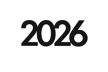 Bold Black 2026 New Year Text Overlapping Numbers, Minimalist Modern Vector, Transparent Background, Perfect for Website, Poster, Banner, Calendar, Event Promotion, Digital Graphic Design