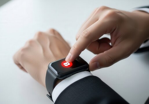Businessman receiving email notification on smartwatch
