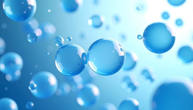 Abstract image of many blue translucent bubbles