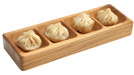 Delicious Momos Served on a Wooden Tray Ready to Eat Asian Cuisine Dumplings Appetizing