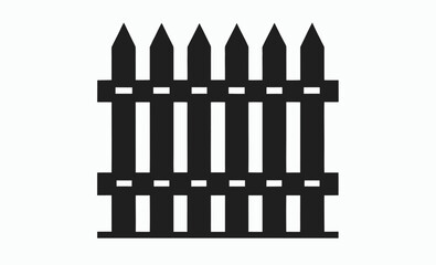 Fence black icon vector, rustic fence silhouette, outdoor barrier vector, Old rustic fence silhouette, wooden fence vector 