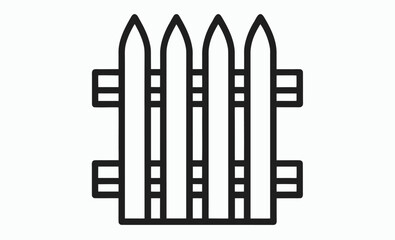 Fence black icon vector, rustic fence silhouette, outdoor barrier vector, Old rustic fence silhouette, wooden fence vector 