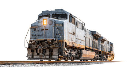 Grungy Diesel Electric Locomotive on Transparent Background Transportation and Commerce