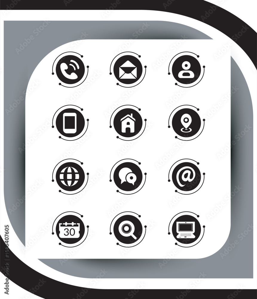 Poster sleek contact information icons array digital communication media modern design elements graphic res