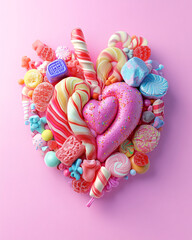 Candy Heart Still Life Sweet Treats Pink Background Confectionery Love Romantic Valentine's Day Sweet Tooth Dessert Bright Cheerful Food Photography