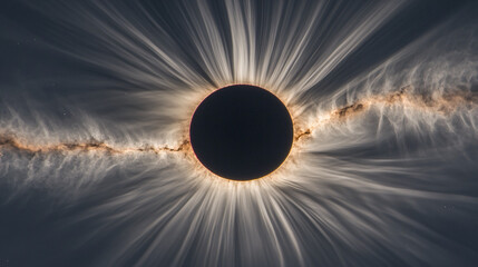 Dramatic Total Solar Eclipse stock image with Corona light phenomenon