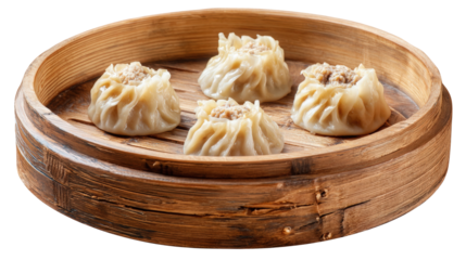Steamed Dumplings in Bamboo Steamer Displaying Asian Cuisine and Culinary Traditions