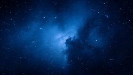 Naklejka premium Cosmic Dust and Distant Stars: A Nebula's Azure Embrace, Celestial Canvas: A Tapestry of Stars Woven Through a Nebula's Depths