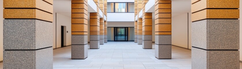 Column Passage Interior Architecture with Stone and Gold Pillars ,Architecture, Interior