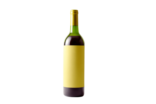 a bottle of wine with a yellow label