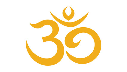 om golden symbol illustration doodle style on whit.