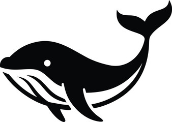 Fototapeta premium Black Silhouette Whale Icon Simple Monochrome Aquatic Mammal Design Graphic Sea Creature Illustration