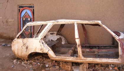 A car was set ablaze due to violent clashes in Yemen between the Popular Resistance and the Houthi...