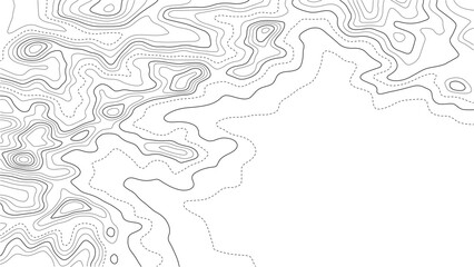 Contour topographic map. Geographic grid map background. Black lines on white background. Vector illustration.