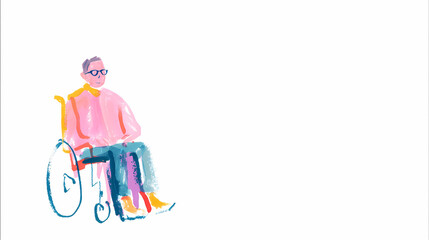 An empowering hand-drawn illustration of a wheelchair user, promoting inclusivity and accessibility awareness. The clean-line design works well for disability advocacy materials, educational content