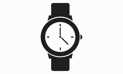Hand watch silhouette vector, classic hand wrist watch, hand watch icon, wristwatch silhouette vector, timepiece outline illustration