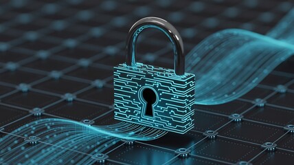 Cybersecurity digital padlock data protection network security online privacy and encryption concept