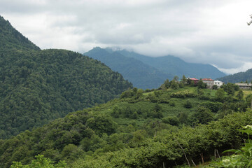 mountain landscape with mountains and clouds