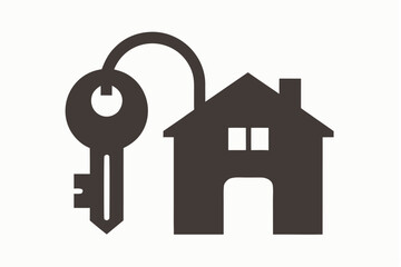 A shiny metal house key with a small home symbol embodies security, real estate, and the concept of buying a new property
