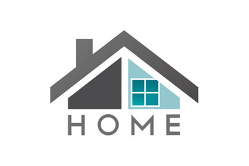 Real estate company logo with a house icon, symbolizing modern architecture and property business