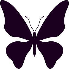 Deep Purple Butterfly Silhouette Vector – Elegant Butterfly Outline Clipart