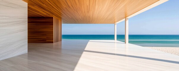 Modern Beach House Interior with Ocean View, minimalism ,architecture