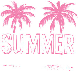 Fototapeta premium creative grunge vector design of summer text and palm trees concept