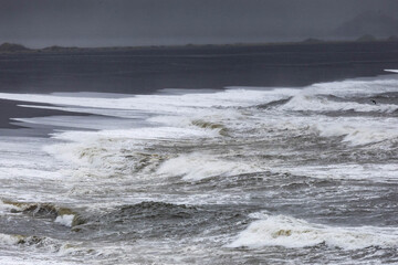 strong waves at reynisfjara beach in Iceland