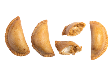 a group of pastries cut in half