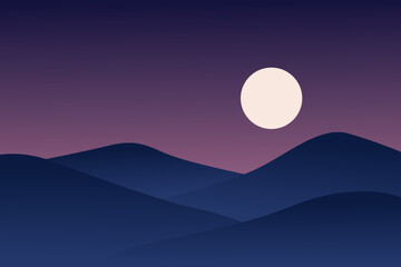 Serene Moonlit Night Over Gentle Rolling Hills in Calm Atmosphere