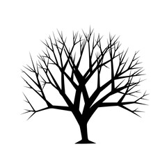 Obraz premium Silhouette of leafless tree with detailed branches in bold style, vector illustration 