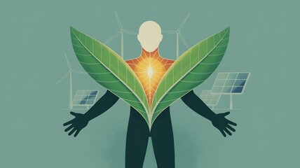 Sustainable energy and nature concept illustration for eco friendly lifestyle design ideas
