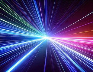 A futuristic background of glowing light blue and green lines, data particles flowing in the air. Streaming data. Data Flow	