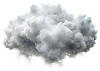 A fluffy white cloud isolated on a plain transparent background, representing weather and atmosphere