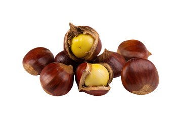 Obraz premium a group of nuts with a yellow apple in the middle