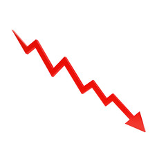 A red zigzag arrow pointing downwards transparent background
