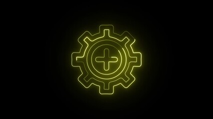 Settings Menu Animation with Glowing Lines on Black Background