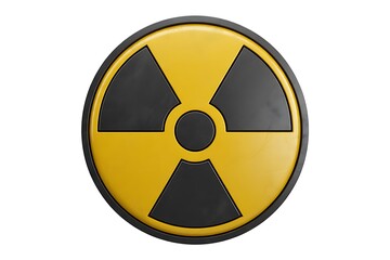 Fototapeta premium Radiation hazard symbol in yellow and black on a white background