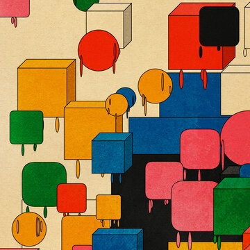 Retro Pop Abstract Shapes &ndash; Code-Generated Art Perfect for Album Covers and Decor
