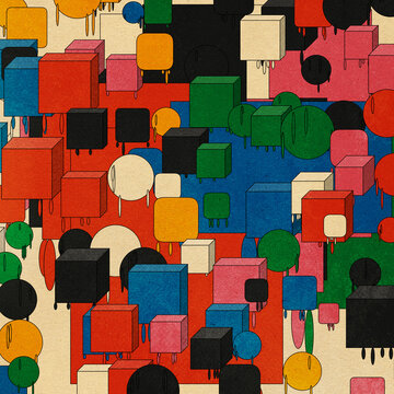 generative pattern with colorful squares