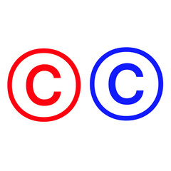 Copyright sign on blue and red colour 